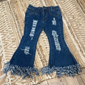 Frayed Flare Denim Jeans 3T Girls